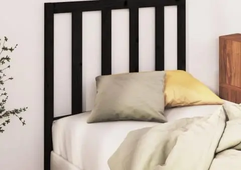 Tăblie de pat, negru, 106x4x100 cm, lemn masiv de pin - 3/5