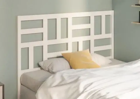 Tăblie de pat, alb, 126x4x104 cm, lemn masiv de pin - 1/5