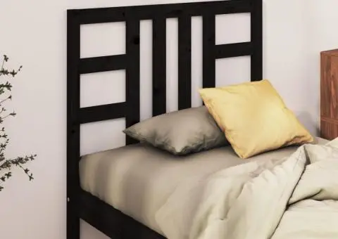 Tăblie de pat, negru, 96x4x100 cm, lemn masiv de pin - 1/5