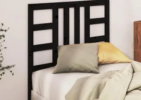 Tăblie de pat, negru, 96x4x100 cm, lemn masiv de pin - 3/5