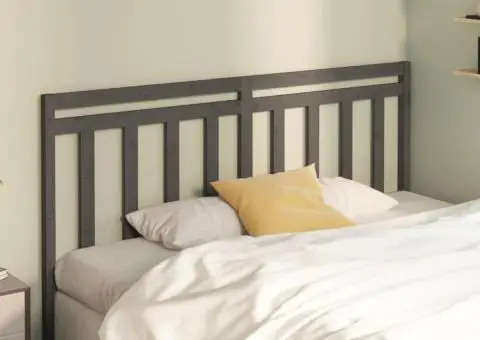 Tăblie de pat, gri, 186x4x100 cm, lemn masiv de pin - 3/5