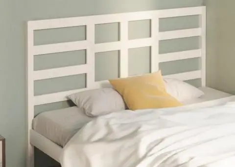 Tăblie de pat, alb, 141x4x104 cm, lemn masiv de pin - 1/5