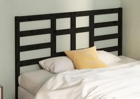 Tăblie de pat, negru, 126x4x104 cm, lemn masiv de pin - 3/5