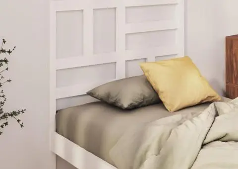 Tăblie de pat, alb, 106x4x104 cm, lemn masiv de pin - 3/5