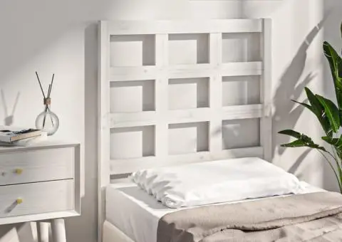 Tăblie de pat, alb, 80,5x4x100 cm, lemn masiv de pin - 1/5