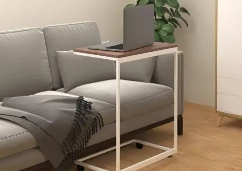 Măsuță laterală cu roți, alb, 55x35x70 cm, lemn prelucrat - 1/5