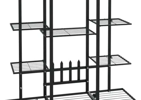 Suport pentru flori cu roți, 94,5x24,5x91,5 cm, negru, fier - 2/5