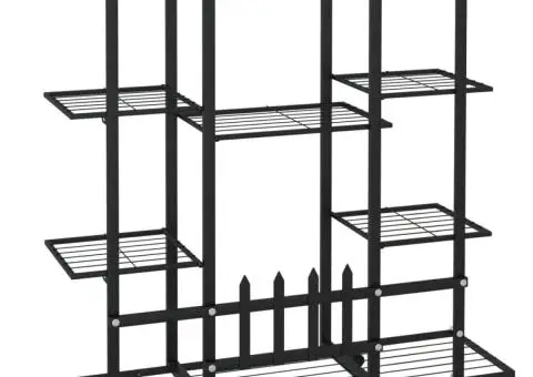 Suport pentru flori cu roți, 94,5x24,5x91,5 cm, negru, fier - 5/5