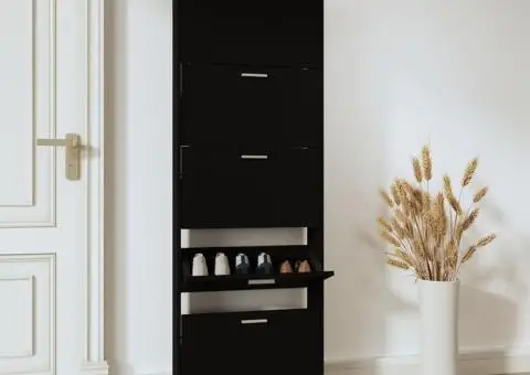 Pantofar, negru, 59x17x169 cm, lemn compozit - 1/5