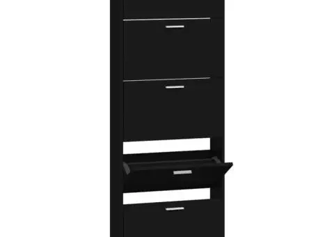 Pantofar, negru, 59x17x169 cm, lemn compozit - 2/5