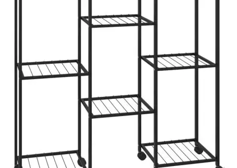 Suport pentru flori cu roți, 83x25x83,5 cm, negru, fier - 2/5