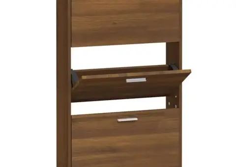 Pantofar, stejar maro, 59x17x108 cm, lemn compozit - 2/5