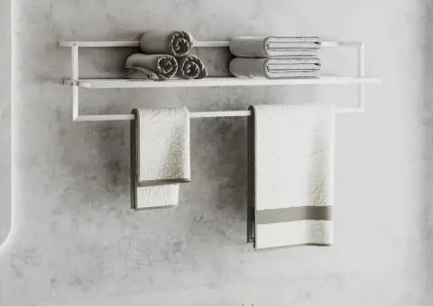 Suport pentru prosoape, alb, 95x25x22 cm, fier - 1/5