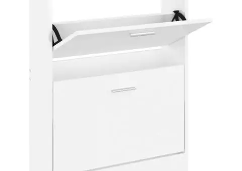 Pantofar, alb extralucios, 59x17x81 cm, lemn prelucrat - 2/5