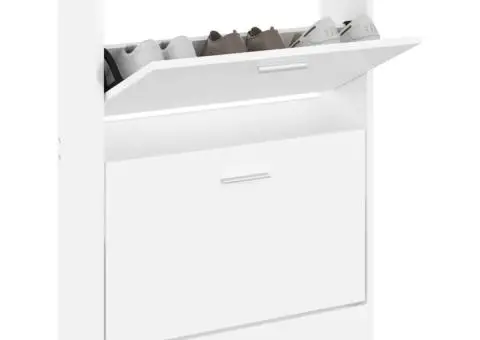 Pantofar, alb extralucios, 59x17x81 cm, lemn prelucrat - 3/5