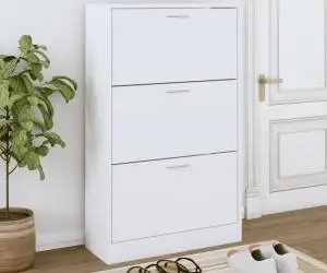 Pantofar, alb, 63x24x103 cm, lemn compozit