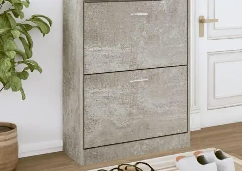 Pantofar, gri beton, 63x24x81 cm, lemn compozit - 1/5