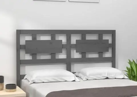 Tăblie de pat, gri, 165,5x4x100 cm, lemn masiv de pin - 1/5