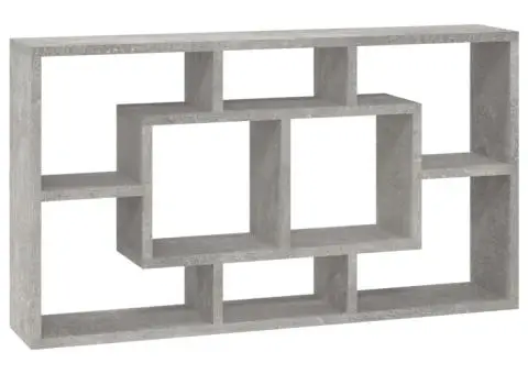 Raft prezentare suspendat pe perete 8 compartimente, gri beton - 2/5