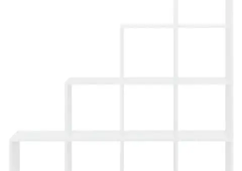 Bibliotecă în trepte, alb extralucios, 142 cm, lemn compozit - 4/5