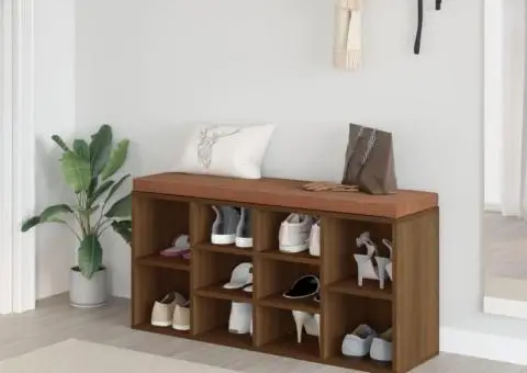 Bancă pentru pantofi stejar maro 103x30x48 cm lemn prelucrat - 1/5