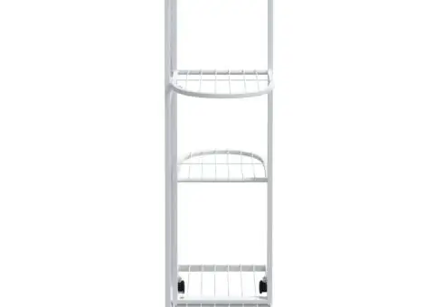 Suport de flori cu 4 etaje, cu roți, alb, 44x23x80 cm, fier - 4/5