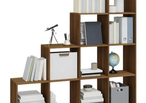 Bibliotecă în trepte, stejar maro, 142 cm, lemn compozit - 3/5