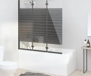 Cabină de duș pliabilă, 3 panouri, negru, 130x130 cm, ESG