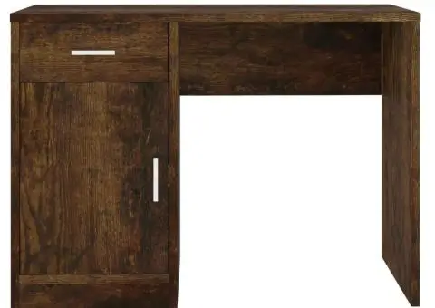 Birou cu sertar și dulap, stejar fumuriu, 100x40x73 cm, lemn - 5/5