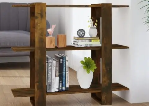 Bibliotecă/Separator cameră, stejar fumuriu, 100x30x87 cm - 1/5