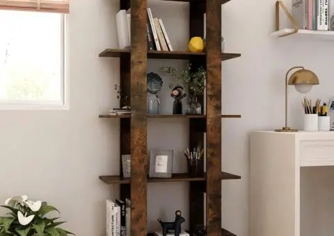 Bibliotecă/Separator stejar fumuriu 80x30x160 cm lemn prelucrat - 3/5