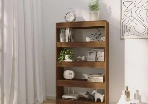 Bibliotecă/Separator cameră, stejar maro, 80x30x135 cm, PAL - 3/5