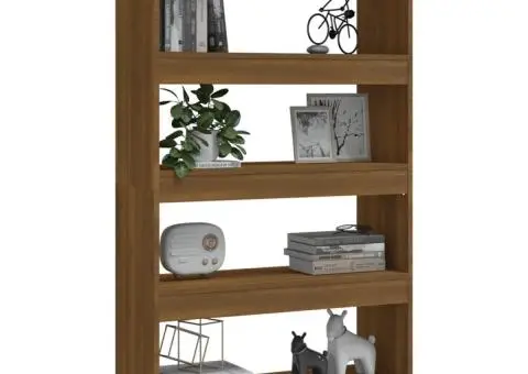Bibliotecă/Separator cameră, stejar maro, 80x30x135 cm, PAL - 4/5