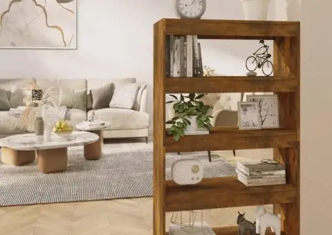 Bibliotecă/Separator cameră, stejar fumuriu, 80x30x135 cm PAL - 1/5