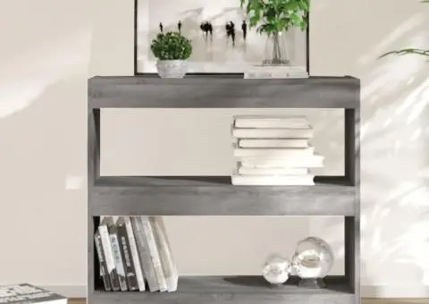 Bibliotecă/Separator cameră, gri sonoma, 80x30x72 cm, PAL - 1/5