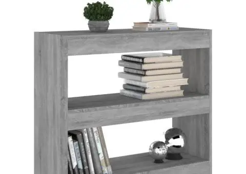 Bibliotecă/Separator cameră, gri sonoma, 80x30x72 cm, PAL - 5/5