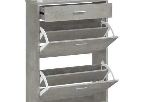 Pantofar, gri beton, 63x24x104 cm, lemn prelucrat - 2/5