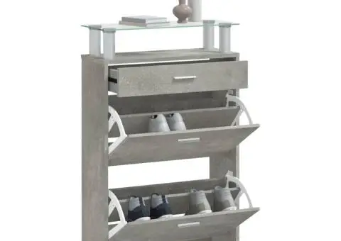 Pantofar, gri beton, 63x24x104 cm, lemn prelucrat - 4/5