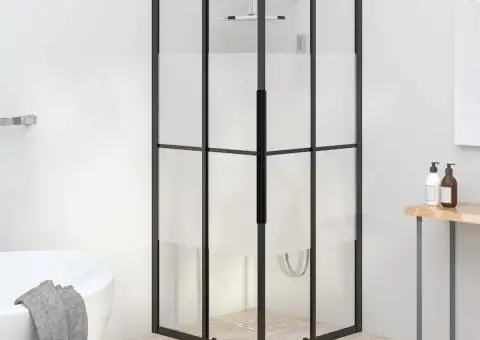 Cabină de duș, negru, 80x80x180 cm, ESG semi-mată - 1/5