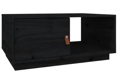 Măsuță de cafea, negru, 80x50x35 cm, lemn masiv de pin - 2/5