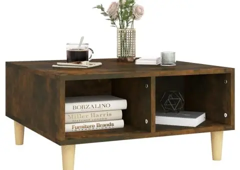 Masă de cafea, stejar fumuriu, 60x60x30 cm, lemn prelucrat - 3/5