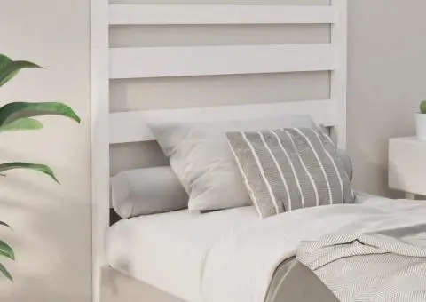 Tăblie de pat, alb, 106x4x100 cm, lemn masiv de pin - 1/5