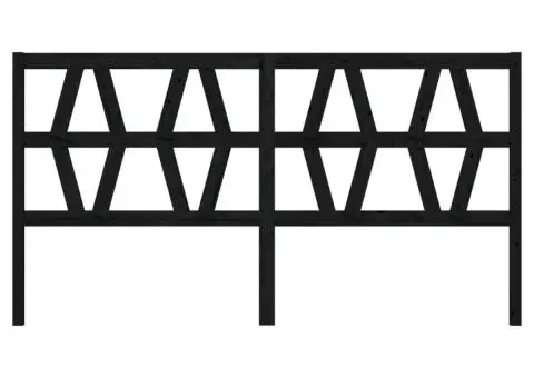 Tăblie de pat, negru, 186x4x100 cm, lemn masiv de pin - 3/5