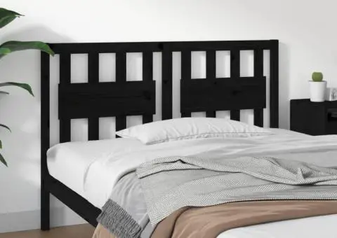 Tăblie de pat, negru, 145,5x4x100 cm, lemn masiv de pin - 1/5