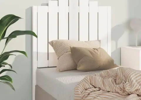 Tăblie de pat, alb, 81x4x110 cm, lemn masiv de pin - 1/5