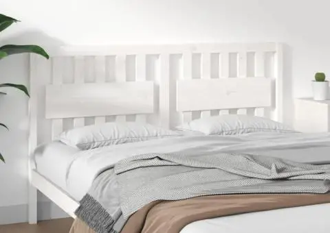 Tăblie de pat, alb, 155,5x4x100 cm, lemn masiv de pin - 1/5