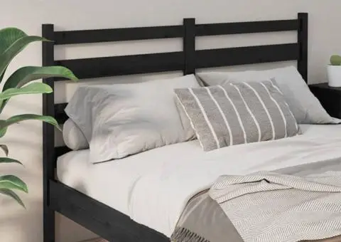 Tăblie de pat, negru, 141x4x100 cm, lemn masiv de pin - 3/5