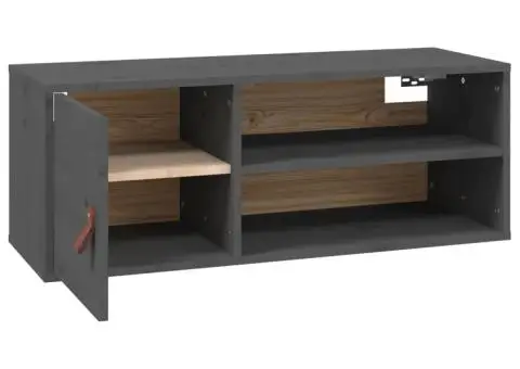 Dulap de perete, gri, 80x30x30 cm, lemn masiv de pin - 2/5