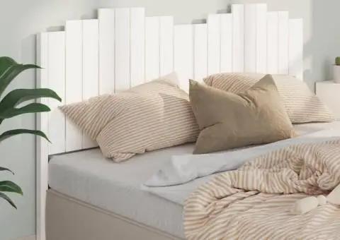 Tăblie de pat, alb, 186x4x110 cm, lemn masiv de pin - 1/5