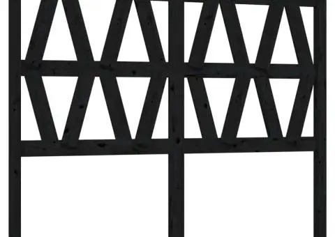 Tăblie de pat, negru, 146x4x100 cm, lemn masiv de pin - 2/5